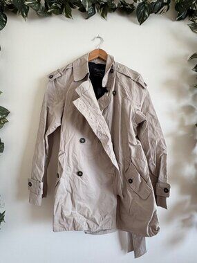 AllSaints Sherlock Double Breasted Trench Jacket Tan Women’s Size 12